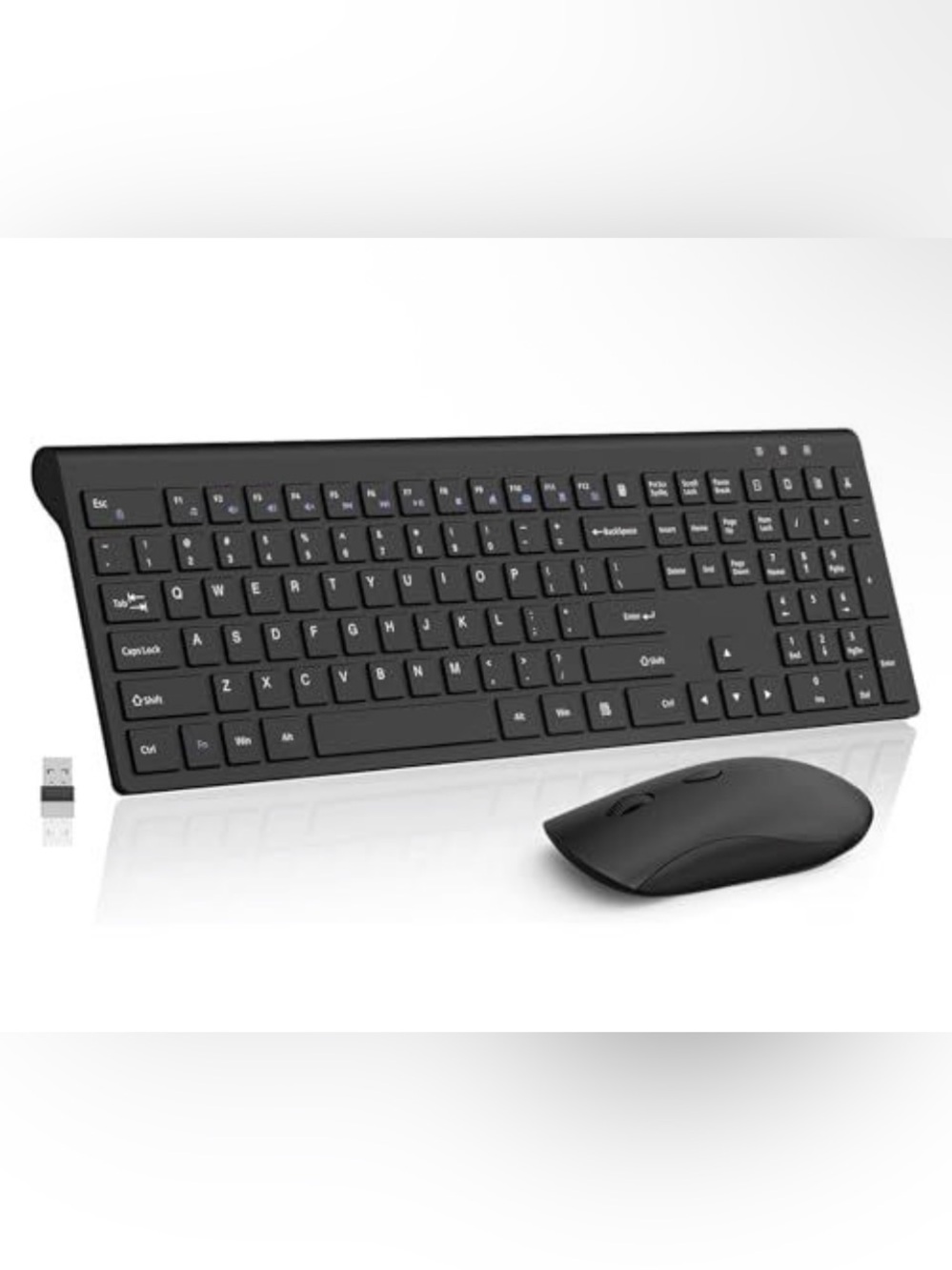 Wireless Black Keyboard and Mouse Combo - Slim Design